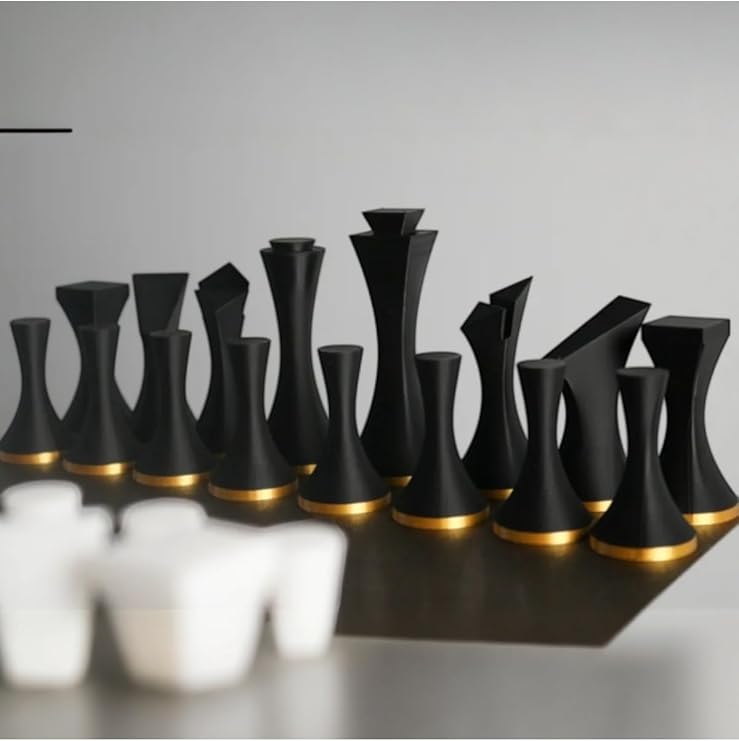 hivhestın Modern Minimalist Tasarım Satranç Taşları Seti | 3D Baskı | PLA Malzeme | Tam İki Takım