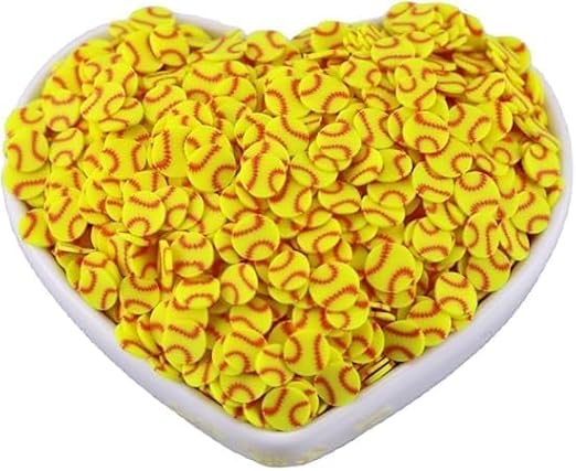 20 Gram Softball Clay 5mm Slices, Yellow Ball Sports Polymer Clay, Softball Slime, Nail Art Faux Craft, Softball SprinkleF