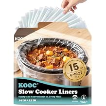 KOOC Slow Cooker Liners, 15 count 14" x 22" Extra Large Size Cooking Bags Fits 6-10 Quart Pots, Disposable Pot Liners Suitable for Oval & Round & Retangular Pot