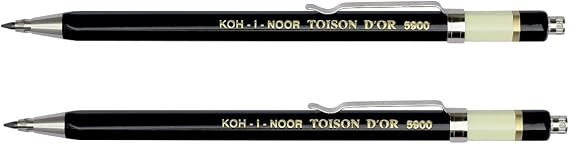 KOH-I-NOOR Mechanical Pencil Metal Set of 2 Black