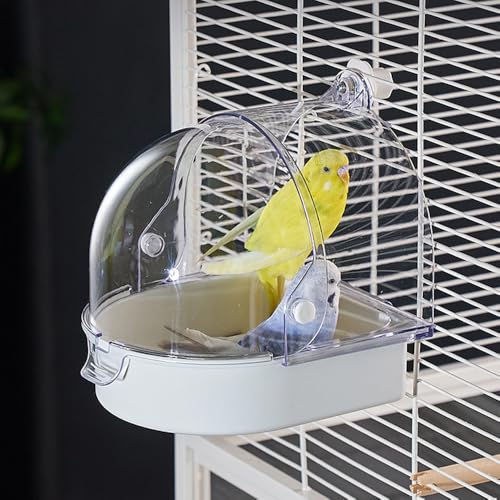 Hanging Brid Bath with Feeder for Cage, 3 in 1 Multifunction Bird BathBowlHouse, Bird Cage Accessories Suitable for Small to Medium Birds, Like Lovebirds, Finches, Parakeets, Mannikin