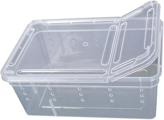 Hypeety Reptile Breeding Box Clear Plastic Enclosure Terrarium for Reptiles | With ventilated lid, portable transport container, pet feeding/hatching, for lizard/turtle/spiders/geckos/frog, 7.4x4.1x2.9''