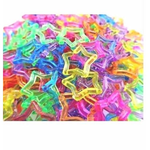 Star Shape Clear Color Chain Links Plastic Neon Toy Parrot Bird Foot Parts Kid DIY 100pcs