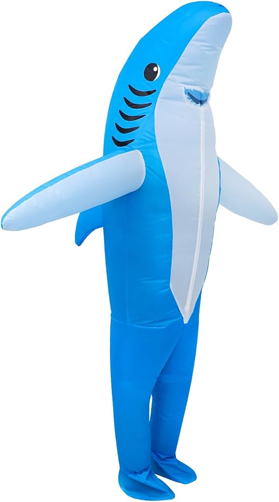 Inflatable Costumes for Adults - Full Body Standing Shark Costume with Air Pump, Air Blow-up Deluxe Cosplay Party Costume