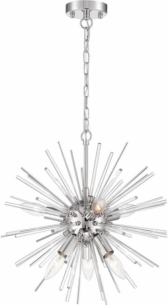 Nuvo 60/6993 Cirrus Chandelier Polished Nickel Finish with Glass Rods, 8 Light