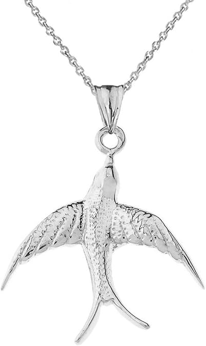 Animal Kingdom Fine Sterling Silver Swallow-Tailed Kite Bird Pendant Necklace