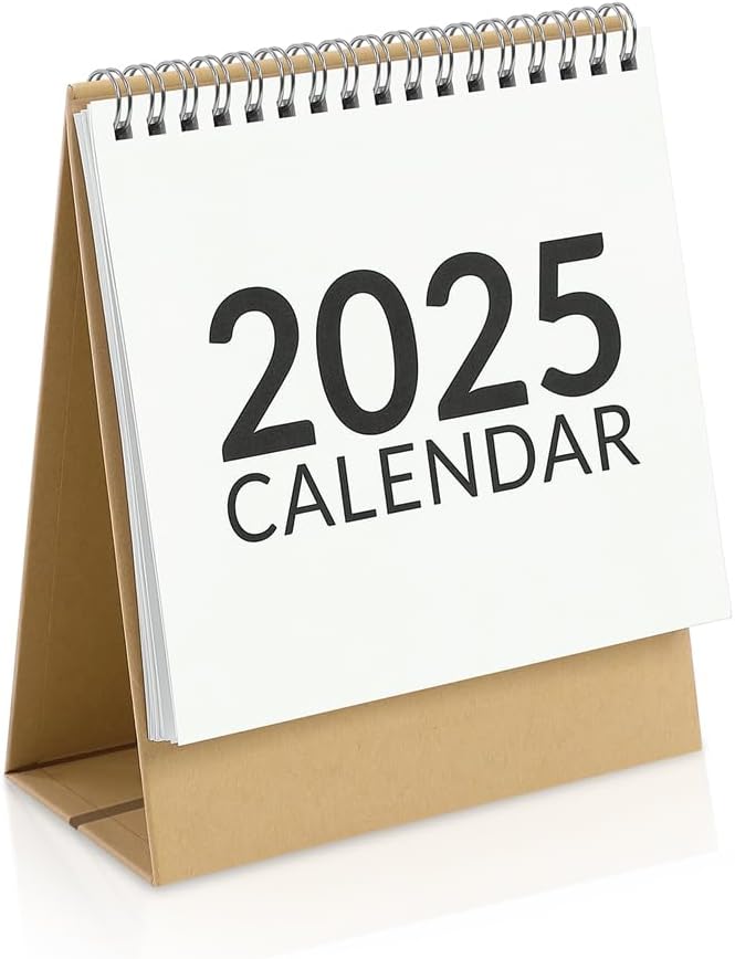 SKYDUE Small Desk Calendar 2025-2026, 20 Months Small Desk Calendar from May. 2025 to Dec. 2026, 6 x 5 Standing Flip Desktop Calendar