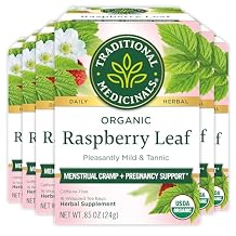Traditional Medicinals Organic Raspberry Leaf Tea, Supports Healthy Pregnancy and Soothes Menstrual Cramps, (Pack of 6) - 96 Tea Bags Total