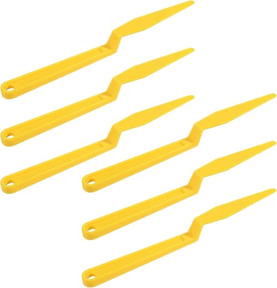 6 Pcs Yellow Window Tint Squeegee Good Toughness Flexible Shank Tools with Long Handle Flat Lip for Car Window Tinting Application
