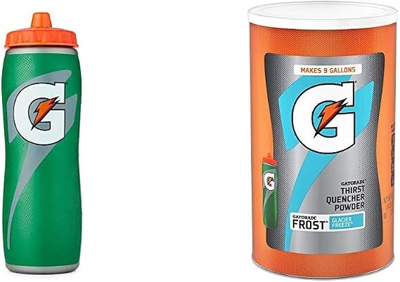 Gatorade 32oz Gator-Skin Bottle, Green, One Size Thirst Quencher Powder, Frost Glacier Freeze, 76.5 Ounce, Pack of 1