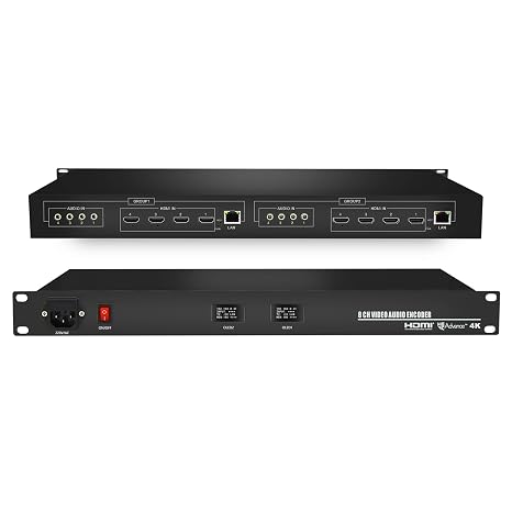 H.265 H.264 MJPEG 4K 1080P HDMI 8 Channel Live Streaming Video Encoder HDMI Video Encoder 1U Rack RTTP RTSP RTMP RTMPS SRT GB28181 Multicast, RTMP Server, 32 Stream Output, Mirror Flip