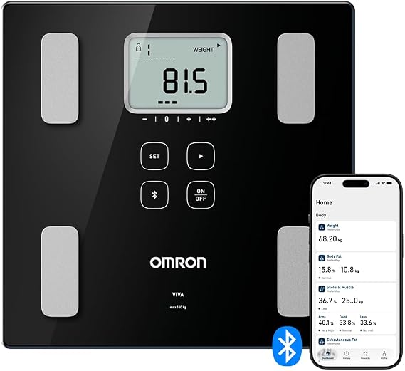 OMRON VIVA Body Composition Monitor and Scale with Bluetooth | Bathroom scale measuring body weight, visceral fat, skeletal muscle, resting metabolism and BMI, sync with OMRON Connect app