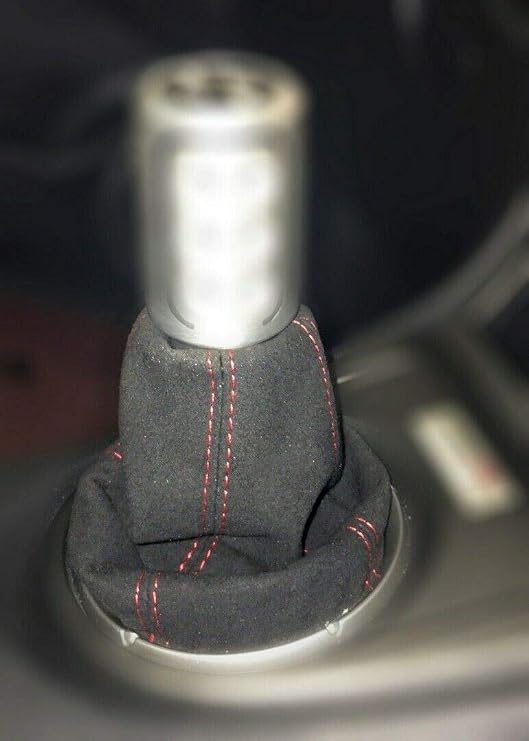 Ltd Compatible with Gear Gaiter for Honda Civic Type R FN2 06-12 Faux Italian Suede Red Stitch