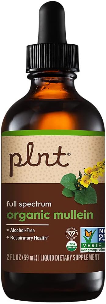 Organic Liquid Mullein a" Full Spectrum a" Supports Healthy Respiratory Function a" Alcohol-Free (2 fl. oz.)