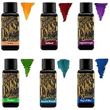 Diamine Fountain Pen Ink 30 ml Colour Palette 6 x Bottles Amber, Oxblood, Imperial Purple, Aurora Borealis, Oxford Blue, Meadow