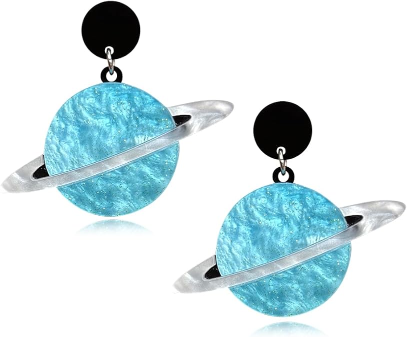 Unique Handmade Creative Acrylic Planet Universe Drop Dangle Earrings Chic Lightweight Creative Acrylic Drop Dangle Earrings For Women Jewelry Gifts