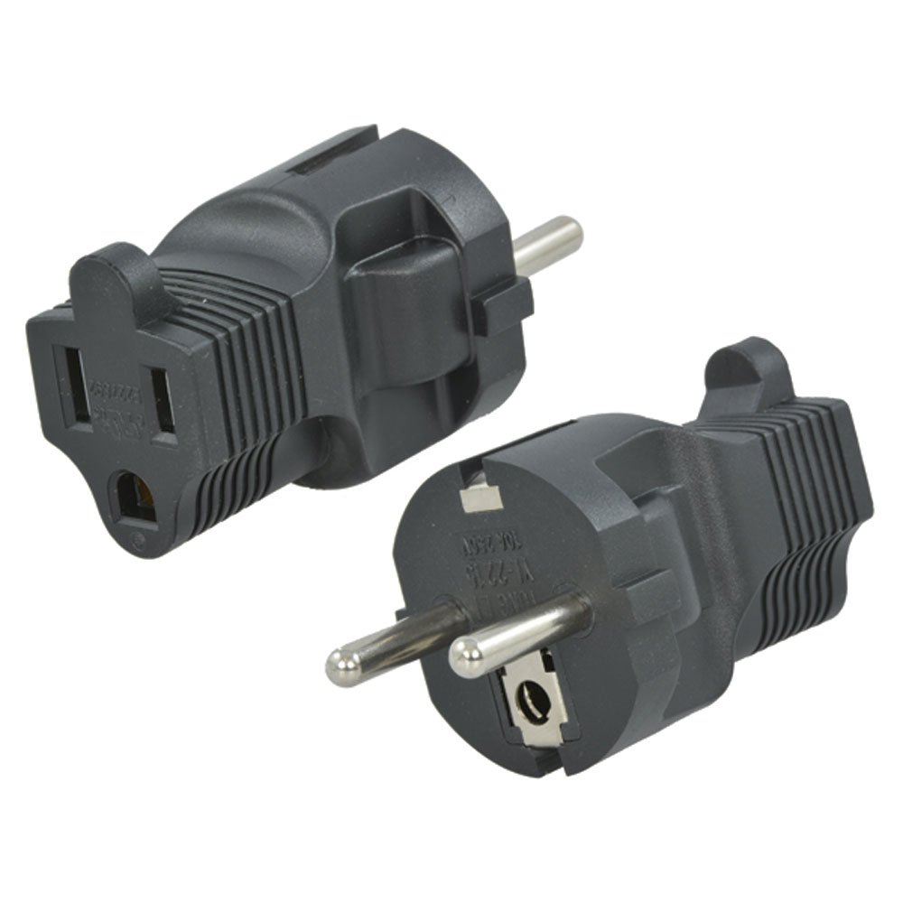 Xytronic YL-2215 Jameco Valuepro Plug Receptacle Adapter, 3 Prong, CEE77 to 5-15R, Pack of 2