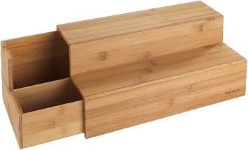 WENKO Bamboo Tea Bag Organizer with Drawer, Tea Bag Storage Container, Coffee and Tea Caddy for Kitchen, Tea Station, Tea Bag Holder, Coffee Bar Accessories and Organizer, 13 x 6.7 x 5.9 in