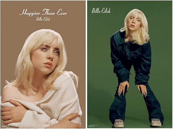 Billie Eilish Poster Bundle with 2 Posters - Happier Than Ever & Denim - Officially Licensed - 24" x 36"