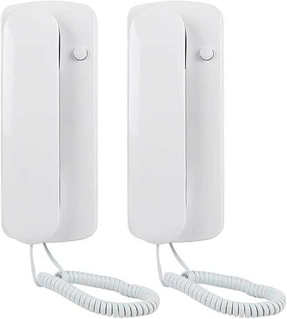 Maxmartt 2 Pcs Wired Intercom Phone AC DC Two Way Intercom Doorphone Home Room Intercome Phone Indoor Telephone Audio Non-Visual Interphone for Villa Home Office