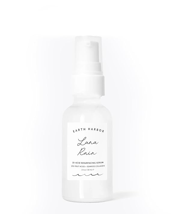 Earth Harbor | LUNA RAIN Phyto-Resurfacing Night Serum - Improves Skin Texture & Tone | Purely Natural & Cruelty-Free | Superfruit Acids + Seaweed Collagen |1 fl oz