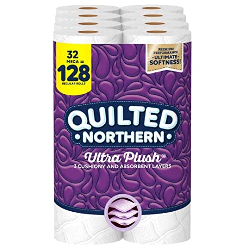 Quilted Northern Ultra Plush Toilet Paper, 32 Mega Rolls = 128 Regular Rolls, 3-Ply Bath Tissue Packaging May Vary, 8 Count Pack of 4