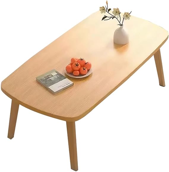 Collapsible Coffee Table, Wooden Foldable Coffee Table, Foldable Laptop Table for Small Spaces, Ideal Fit in Study, Home, Office, Bedroom, Tea Room(31.5x19.7x17.3inch), Wood Grain Color