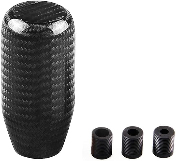 RYANSTAR Universal Carbon Fiber Style Shift Knob Manual Gear Lever Black | Universal carbon fiber style shift knob with ergonomic design for manual transmission vehicles and interior upgrades.