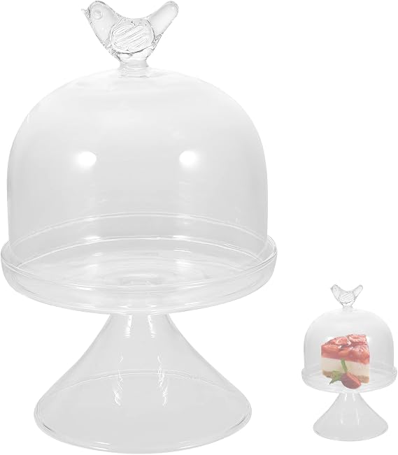 Glass Cake Plate with Dome,Small Glass Cake Display Plate,Cake Display Server Tray for Kitchen,Birthday Party,Wedding,Baking or Housewarming