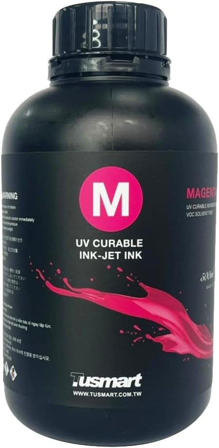 UV Curable Digital Hard Ink, 500 mL, Yellow, Magenta, Cyan, Black, White, Varnish, 100% Made in Taiwan, FBA (Magenta)