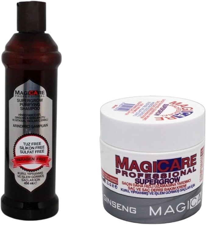 Magicare Supergrow Purifying Şampuan 450 ml + Saç Bakım Kremi 200 ml, Kuru Yıpranmış Saçlar İçin Set