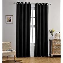 Empire Furniture USA Solid Amy Thermal Blackout Window Curtain with Shiny Back to Reflect Sunlight (63" Short, Midnight Black)