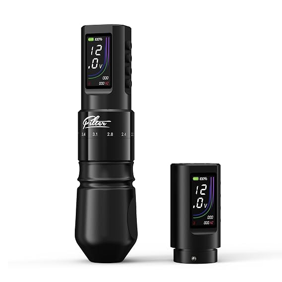 Filter Tattoo Gun - 7 Strokes 2.0-4.0mm Tattoo Machine Pen with Extra OLED Digital Display 1600mAh Battery Power Tattoo Kit for Beginners and Artists (X40 Black)