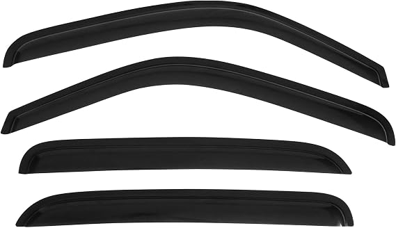 Fit 2001-2006 Chevy Silverado GMC Sierra Crew Cab Slim Style Window Visor | IKON MOTORSPORTS, Acrylic, Smoke Tinted, 4PCS, Sun Rain Guard, Wind Vent, Air Deflector, Waterproof, 2002 2003 2004 2005