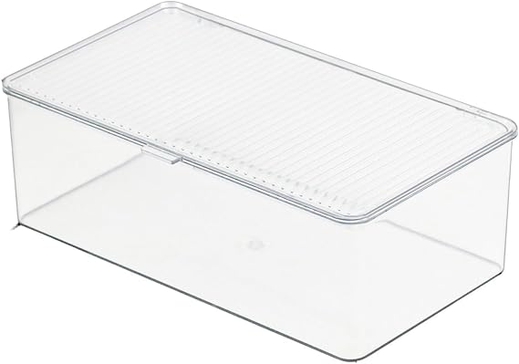 ZEXALOR Clear Plastic Storage Bin with Lid, Makeuo Holder, Fridge Organizer, Refrigerator Organizers and Storage, Small Container for Pantry, Office, Dresser, Bathroom, Kitchen, Snack