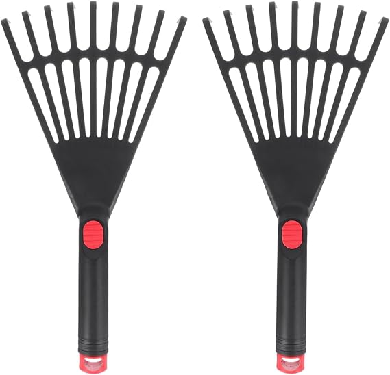 GANAZONO 2PCS Plastic Garden Pitchfork Rakes Leaf Grabber Claws Lawn Leaf Rake Practical Garden s Loosening Soil s Handheld Thatch Black