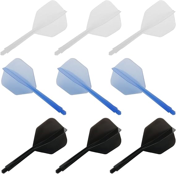 Integrated Dart Flight and Shafts 9PCS Nylon Plastic Integrated Dart Shaft and Flights Tip Darts Set White Black and Blue