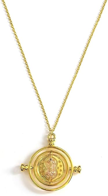 Time Travel Necklace - Hourglass Rotating Necklace Pendant, for Costume Accessory Jewelry and Gift Fans, Birthday