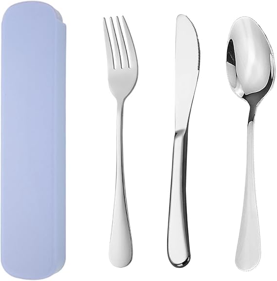 Yudansi Stainless Steel Camping Cutlery Set Set of 3 Cutlery Knife Fork Spoon For travel picnic office school portable office and school lunch cutlery outdoor cutlery camping travel cutlery set