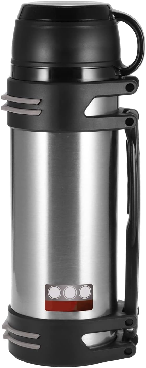 ZONJIE Vacuum Insulated Bottle - 1.5L Stainless Steel Vacuum Travel Flasks for Hot and Cold Drinks Thermal Metal Water Bottle with BPA Free Cup Portable Travel Water Bottles with Carry Handle 