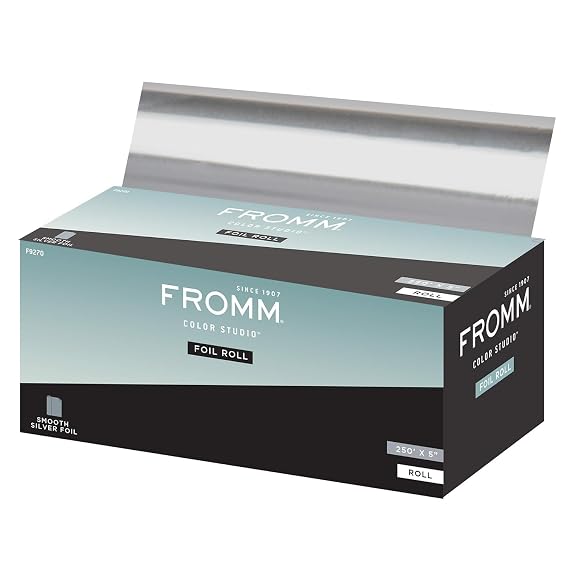 Fromm Color Studio Foil Roll, 5" x 250 Feet in Silver, Smooth Aluminum Foil, for Highlighting and Coloring Hair, Cut to Any Length