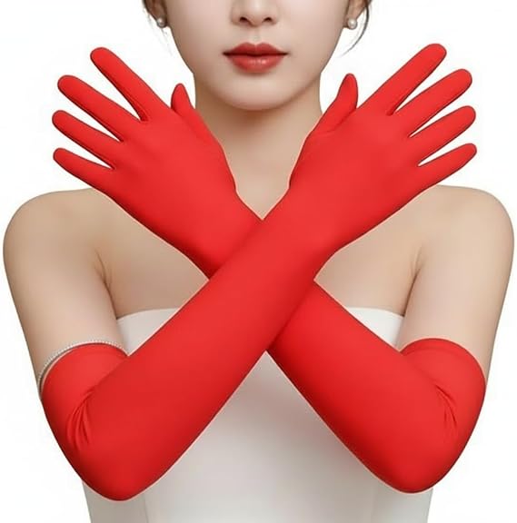 Cosplay Gloves Long Tight Spandex Strech Gloves Long Elbow Glove for Cosplay bridesmaids proms dance Costume Green Scree