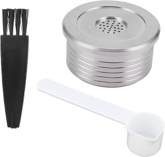 Reusable Stainless Steel Coffee Capsule with Spoon and Brush Compatible with DELTA Q NDIQ7323 and EP MINI Point Machines