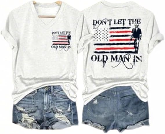 Don't Let The Old Man in Cowboy Us Flag T-Shirt Don't Let The Old Man in Tshirt
