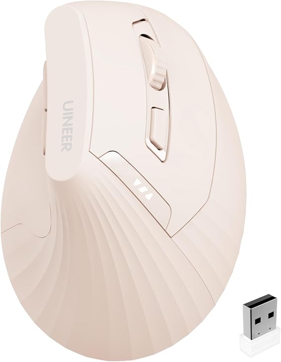 Uineer Ergonomic Vertical Mouse, 2.4G Wireless Mouse, Rechargeable, 4-DPI