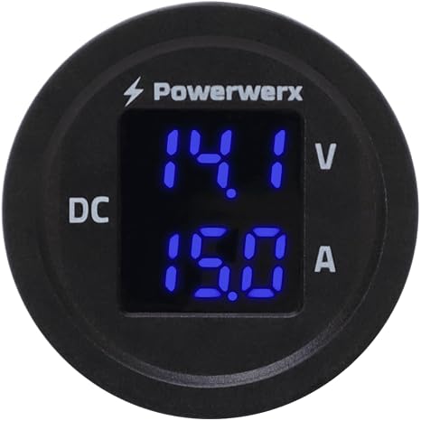 Powerwerx Panel Mount Combo Amp & Volt Meter for 12/24V Systems