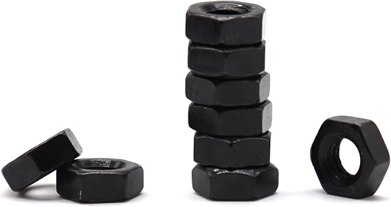 100pcs M2-0.4mm Black Hex Nuts Carbon Steel 8.8 Grade