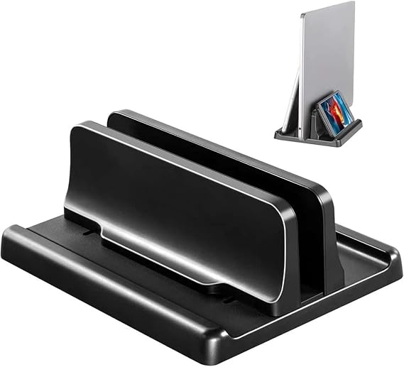 Proable Laptop Stand for Desk, Adjustable Vertical Laptop Holder, Space-Saving, Black Computer Stand(S)