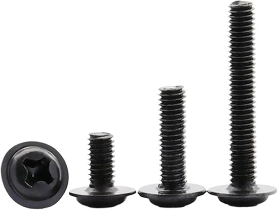 10pcs/lot M1.4 M2 M2.5 M3 M 3.5 M4 M5 M6 Black Pan Head Screws With Washer Fixed Motherboard Screws With Pad DIN967(3mm x10pcs,M2)