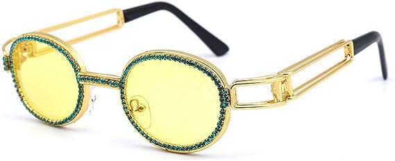 mincl/Oval Metal Frame Diamond UV400 punk style Sunglasses